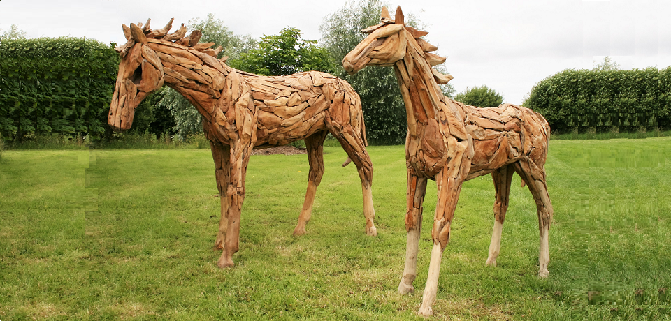 Root Wood Chip Life size Horses